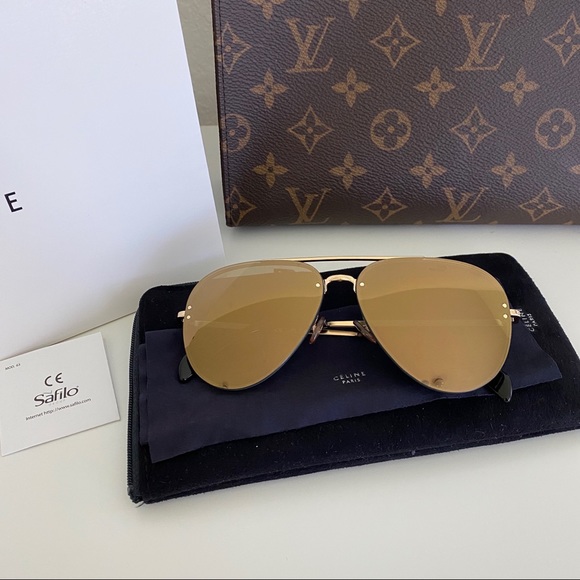 CÉLINE GOLD/BRONZE MIRROR AVIATOR 41391S J5G - Picture 4 of 14